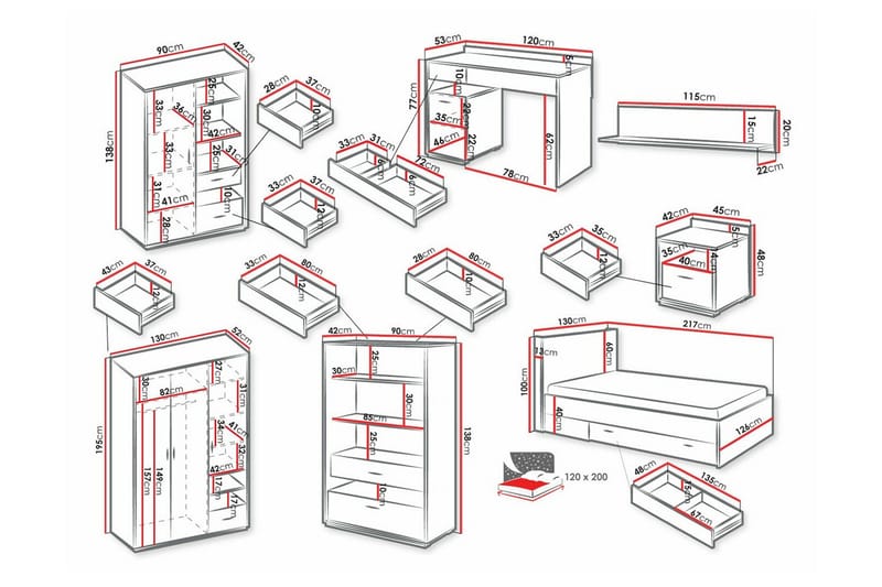 Rathmore Möbelset För Barnrum - Svart - Möbler - Barnmöbler - Barnmöbelset