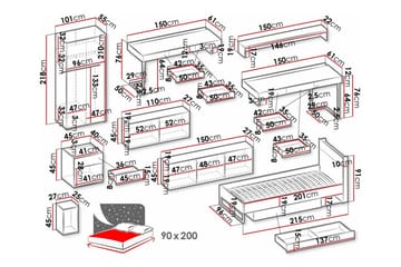 Rathmore Möbelset För Barnrum - Svart - Möbler - Barnmöbler - Barnmöbelset