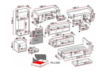 Rathmore Möbelset För Barnrum - Svart - Möbler - Barnmöbler - Barnmöbelset