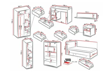 Rathmore Möbelset För Barnrum - Svart - Möbler - Barnmöbler - Barnmöbelset