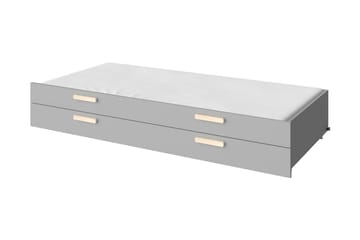Barnsäng + madrass Pok 200x83x32 cm - Ljusgrå/Vit - Möbler - Barnmöbler - Barnsäng & juniorsäng - Barnsäng med förvaring