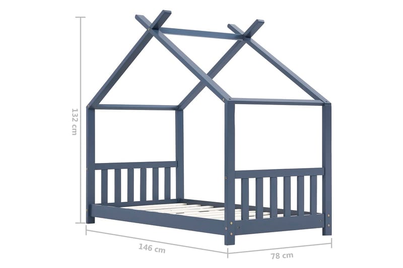 Barnsäng grå massiv furu 70x140 cm - Grå - Barnsäng & juniorsäng Barnsäng grå massiv furu 70x140 cm - Grå - Barnsäng & juniorsäng