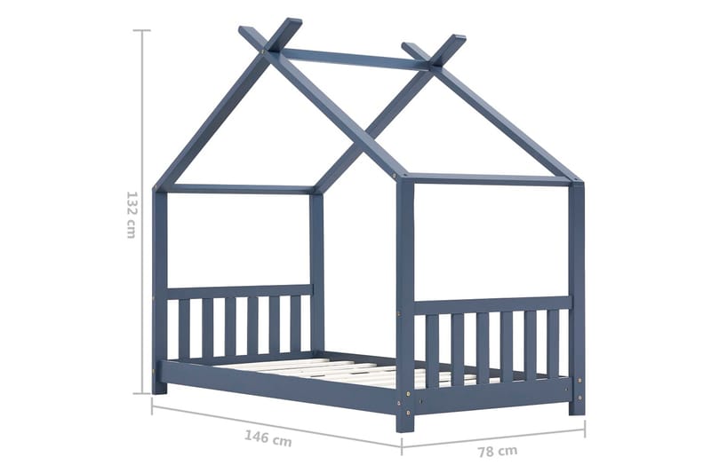 Barnsäng grå massiv furu 70x140 cm - Grå - Barnsäng & juniorsäng