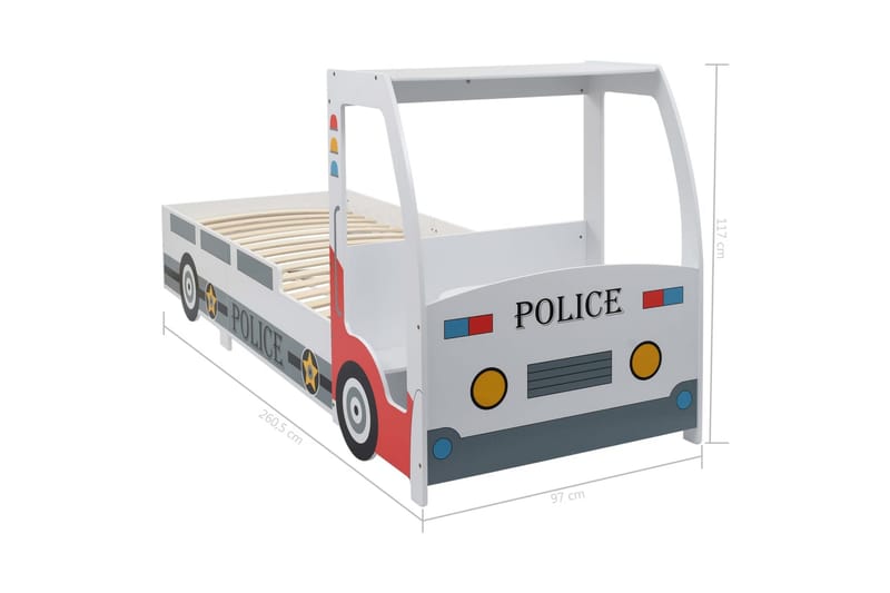 Barnsäng polisbil med skrivbord 90x200 cm - Flerfärgad - Barnsäng & juniorsäng