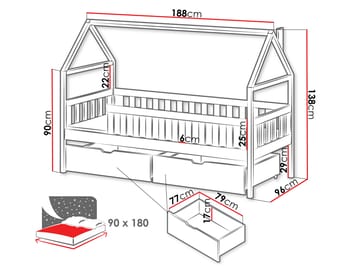 Claven Hussäng 96x188 cm - Beige - Möbler - Barnmöbler - Barnsäng & juniorsäng - Hussäng