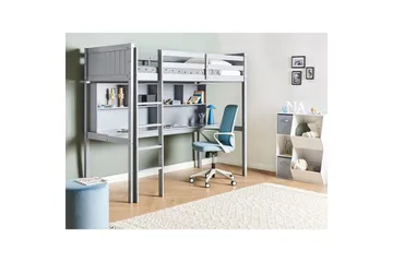 Högsäng med skrivbord Foucamont - Grå - Möbler - Barnmöbler - Barnsäng & juniorsäng - Loftsäng barn