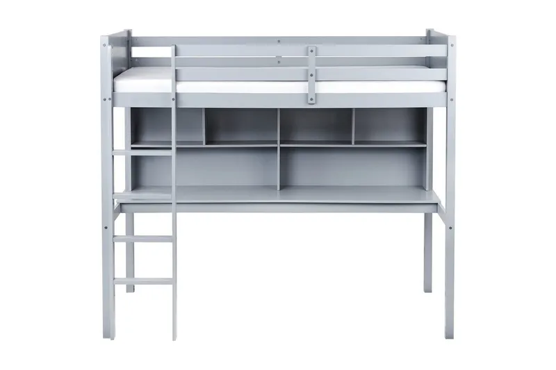 Högsäng med skrivbord Foucamont - Grå - Möbler - Barnmöbler - Barnsäng & juniorsäng - Loftsäng barn