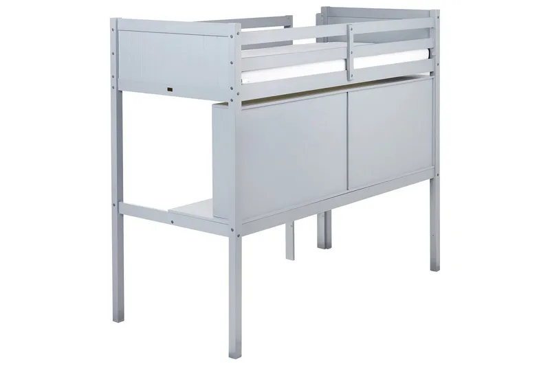 Högsäng med skrivbord Foucamont - Grå - Möbler - Barnmöbler - Barnsäng & juniorsäng - Loftsäng barn