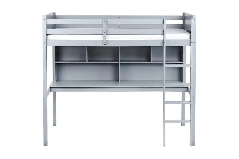 Högsäng med skrivbord Foucamont - Grå - Möbler - Barnmöbler - Barnsäng & juniorsäng - Loftsäng barn