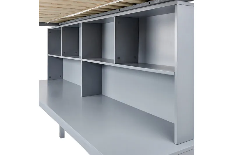 Högsäng med skrivbord Foucamont - Grå - Möbler - Barnmöbler - Barnsäng & juniorsäng - Loftsäng barn