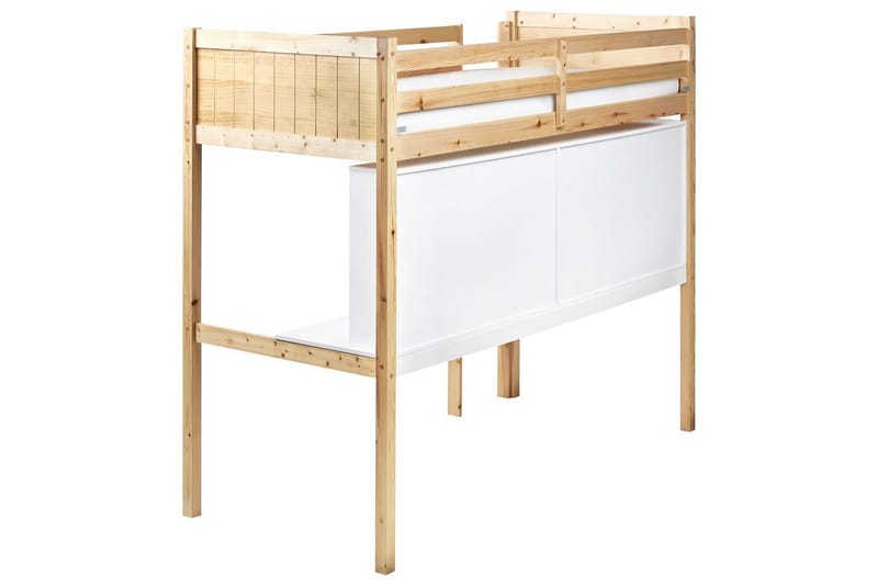 Högsäng med skrivbord Foucamont - Ljus trä, vit - Möbler - Barnmöbler - Barnsäng & juniorsäng - Loftsäng barn