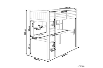 Högsäng med skrivbord Foucamont - Ljus trä, vit - Möbler - Barnmöbler - Barnsäng & juniorsäng - Loftsäng barn