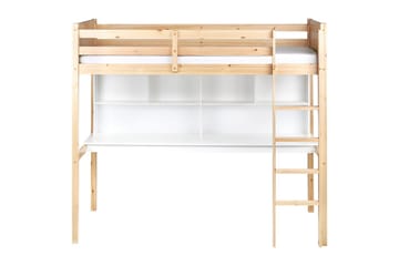 Högsäng med skrivbord Foucamont - Ljus trä, vit - Möbler - Barnmöbler - Barnsäng & juniorsäng - Loftsäng barn