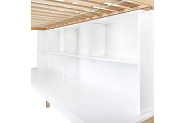 Högsäng med skrivbord Foucamont - Ljus trä, vit - Möbler - Barnmöbler - Barnsäng & juniorsäng - Loftsäng barn