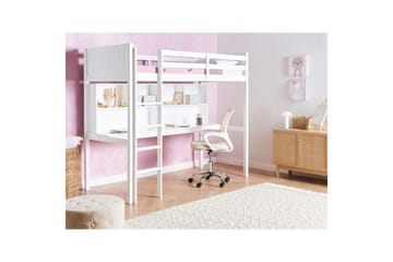 Högsäng med skrivbord Foucamont - Vit - Möbler - Barnmöbler - Barnsäng & juniorsäng - Loftsäng barn