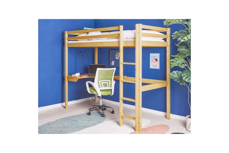 Högsäng med skrivbord Loury - Ljus trä - Möbler - Barnmöbler - Barnsäng & juniorsäng - Loftsäng barn