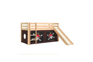 Halvhög Säng med gardin och rutschkana Pino Naturlig, Karibiska Pirater - Naturlig, Karibiska Pirater - Möbler - Barnmöbler - Barnsäng & juniorsäng - Loftsäng barn