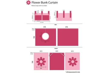 Halvhög Säng med gardin och rutschkana Pino Grå, Rosa Blomma - Grå, Rosa Blomma - Möbler - Barnmöbler - Barnsäng & juniorsäng - Loftsäng barn