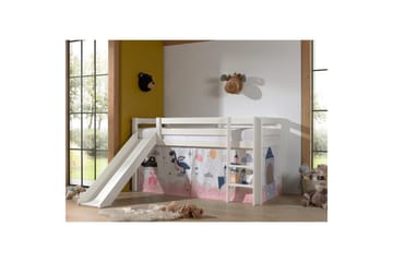 Halvhög Säng med gardin och rutschkana Pino Vit, Prinsessa sophie - Vit, Prinsessa sophie - Möbler - Barnmöbler - Barnsäng & juniorsäng - Loftsäng barn