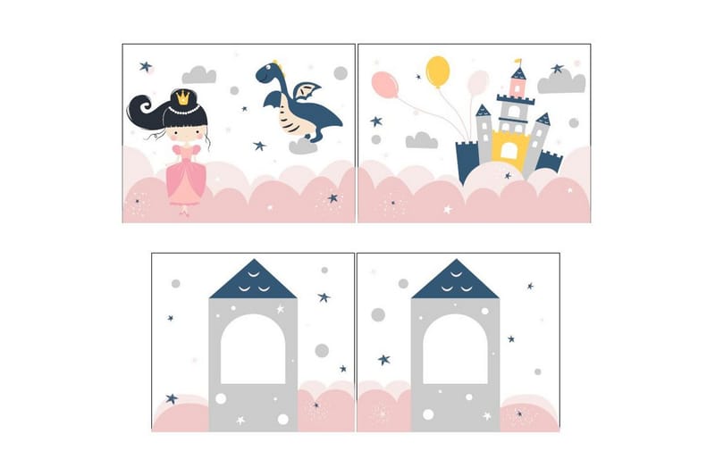 Halvhög Säng med gardin och rutschkana Pino Vit, Prinsessa sophie - Vit, Prinsessa sophie - Möbler - Barnmöbler - Barnsäng & juniorsäng - Loftsäng barn