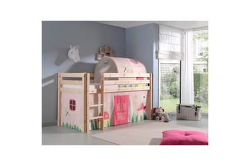 Halvhöjdssäng med gardin Pino Spring Naturlig, Naturlig, Utan rutschkana, Vår, Fjäder, Utan fickor - Naturlig, Naturlig, Utan rutschkana, Vår, Fjäder, Utan fickor - Möbler - Barnmöbler - Barnsäng & juniorsäng - Loftsäng barn