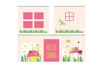 Halvhöjdssäng med gardin Pino Spring Naturlig, Naturlig, Utan rutschkana, Vår, Fjäder, 3 - Naturlig, Naturlig, Utan rutschkana, Vår, Fjäder, 3 - Möbler - Barnmöbler - Barnsäng & juniorsäng - Loftsäng barn