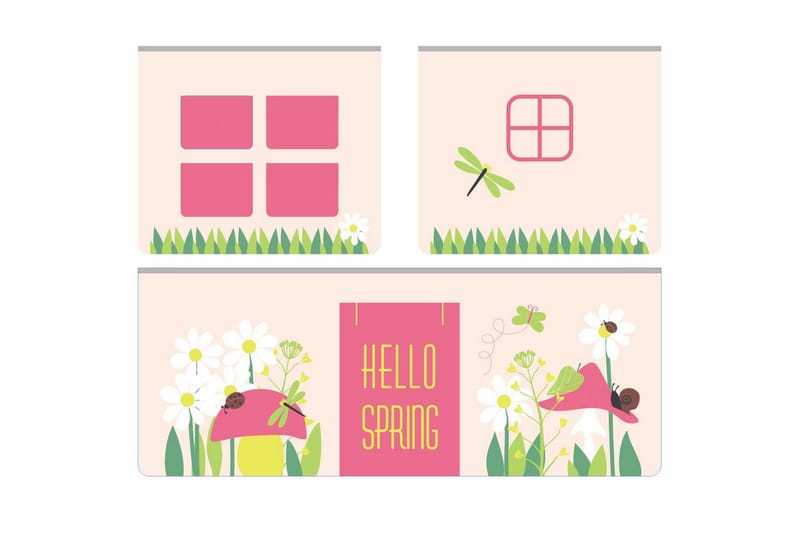 Halvhöjdssäng med gardin Pino Spring Vit, Vit, Utan rutschkana, Fjäder, Vår, Utan fickor - Vit, Vit, Utan rutschkana, Fjäder, Vår, Utan fickor - Möbler - Barnmöbler - Barnsäng & juniorsäng - Loftsäng barn