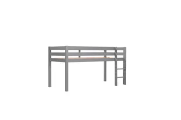 Halvhöjdssäng med gardin Pino Spring Grå, Grå, Utan rutschkana, Vår, Fjäder, 3 - Grå, Grå, Utan rutschkana, Vår, Fjäder, 3 - Möbler - Barnmöbler - Barnsäng & juniorsäng - Loftsäng barn