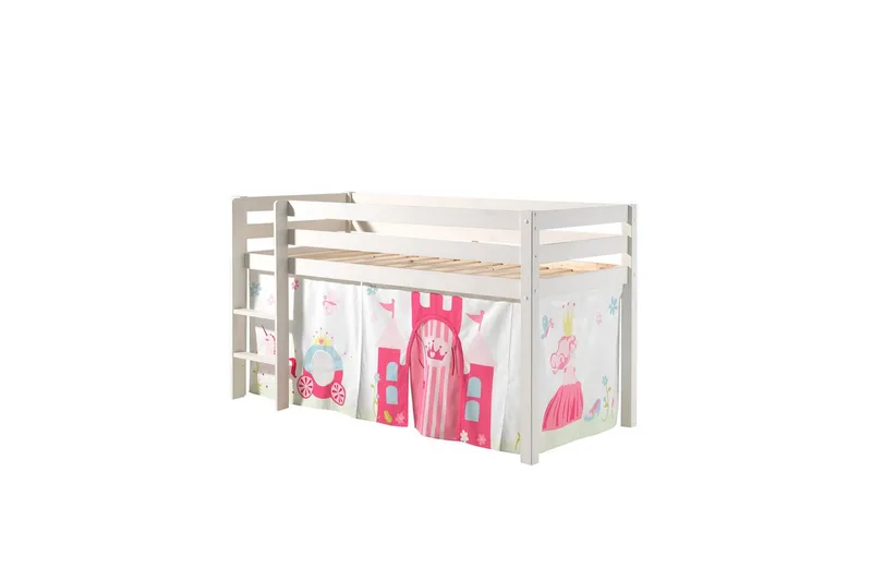 Halvhöjdssäng med gardin Pino Princess Vit, Vit, Utan rutschkana, Utan tunnel, Inga fickor, Vit, Vit, Utan rutschkana, Utan tunnel, Inga fickor