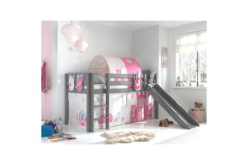 Halvhöjdssäng med gardin Pino Princess Grå, Grå, Med rutschkana, Prinsessa, 3 - Grå, Grå, Med rutschkana, Prinsessa, 3 - Möbler - Barnmöbler - Barnsäng & juniorsäng - Loftsäng barn
