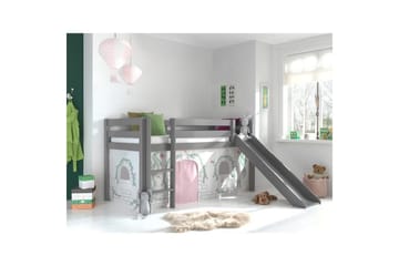 Halvhöjdssäng med gardin Pino Birdy Grå, Grå, Med rutschkana, Utan tunnel, Inga fickor - Grå, Grå, Med rutschkana, Utan tunnel, Inga fickor - Möbler - Barnmöbler - Barnsäng & juniorsäng - Loftsäng barn