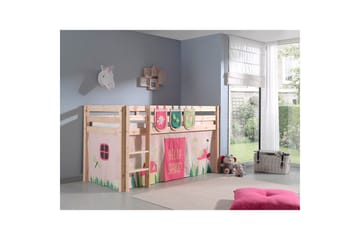 Halvhöjdssäng med gardin Pino Spring Naturlig, Naturlig, Utan rutschkana, Utan tunnel, 3 - Naturlig, Naturlig, Utan rutschkana, Utan tunnel, 3 - Möbler - Barnmöbler - Barnsäng & juniorsäng - Loftsäng barn