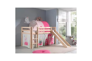 Halvhöjdssäng med gardin Pino Princess Naturlig, Naturlig, Med rutschkana, Prinsessa, Inga fickor - Naturlig, Naturlig, Med rutschkana, Prinsessa, Inga fickor - Möbler - Barnmöbler - Barnsäng & juniorsäng - Loftsäng barn