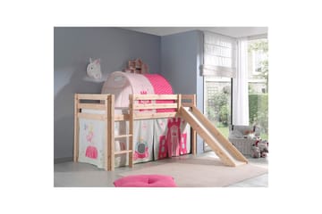 Halvhöjdssäng med gardin Pino Princess Naturlig, Naturlig, Med rutschkana, Prinsessa, Inga fickor - Naturlig, Naturlig, Med rutschkana, Prinsessa, Inga fickor - Möbler - Barnmöbler - Barnsäng & juniorsäng - Loftsäng barn