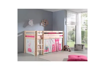 Halvhöjdssäng med gardin Pino Princess Naturlig, Naturlig, Utan rutschkana, Utan tunnel, Inga fickor - Naturlig, Naturlig, Utan rutschkana, Utan tunnel, Inga fickor - Möbler - Barnmöbler - Barnsäng & juniorsäng - Loftsäng barn