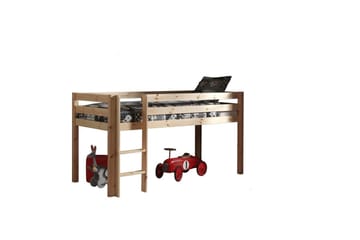 Halvhöjdssäng med gardin Pino Spring Naturlig, Naturlig, Utan rutschkana, Vår, Fjäder, 3 - Naturlig, Naturlig, Utan rutschkana, Vår, Fjäder, 3 - Möbler - Barnmöbler - Barnsäng & juniorsäng - Loftsäng barn