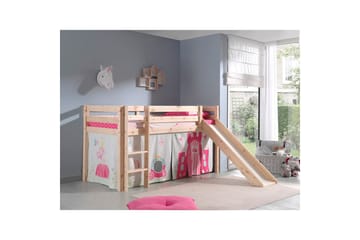 Halvhöjdssäng med gardin Pino Princess Naturlig, Naturlig, Med rutschkana, Ingen tunnel, Inga fickor - Naturlig, Naturlig, Med rutschkana, Ingen tunnel, Inga fickor - Möbler - Barnmöbler - Barnsäng & juniorsäng - Loftsäng barn