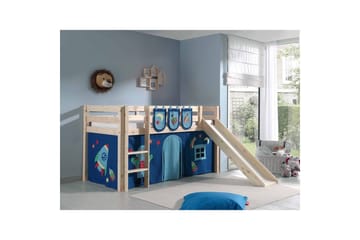 Halvhöjdssäng med gardin Pino Astro Naturlig, Naturlig, Med rutschkana, Utan tunnel, 3 - Naturlig, Naturlig, Med rutschkana, Utan tunnel, 3 - Möbler - Barnmöbler - Barnsäng & juniorsäng - Loftsäng barn