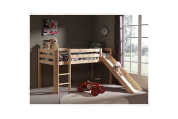 Halvhöjdssäng med gardin Pino Astro Naturlig, Naturlig, Med rutschkana, Utan tunnel, 3 - Naturlig, Naturlig, Med rutschkana, Utan tunnel, 3 - Möbler - Barnmöbler - Barnsäng & juniorsäng - Loftsäng barn