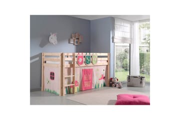 Halvhöjdssäng med gardin Pino Spring Naturlig, Naturlig, Utan rutschkana, Utan tunnel, 3 - Naturlig, Naturlig, Utan rutschkana, Utan tunnel, 3 - Möbler - Barnmöbler - Barnsäng & juniorsäng - Loftsäng barn