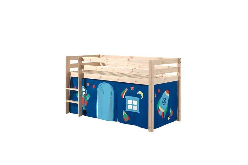 Halvhöjdssäng med gardin Pino Astro Naturlig, Naturlig, Utan rutschkana, Utan tunnel, Inga fickor - Naturlig, Naturlig, Utan rutschkana, Utan tunnel, Inga fickor - Möbler - Barnmöbler - Barnsäng & juniorsäng - Loftsäng barn