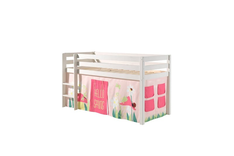 Halvhöjdssäng med gardin Pino Spring Vit, Vit, Utan rutschkana, Utan tunnel, Utan fickor, Vit, Vit, Utan rutschkana, Utan tunnel, Utan fickor