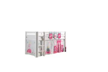 Halvhöjdssäng med gardin Pino Princess Vit, Vit, Utan rutschkana, Utan tunnel, 3