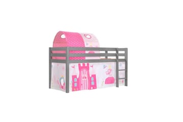 Halvhöjdssäng med gardin Pino Princess Grå, Grå, Utan rutschkana, Prinsessa, Inga fickor - Grå, Grå, Utan rutschkana, Prinsessa, Inga fickor - Möbler - Barnmöbler - Barnsäng & juniorsäng - Loftsäng barn