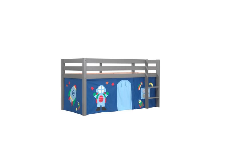 Halvhöjdssäng med gardin Pino Astro Grå, Grå, Utan rutschkana, Utan tunnel, Inga fickor - Grå, Grå, Utan rutschkana, Utan tunnel, Inga fickor - Möbler - Barnmöbler - Barnsäng & juniorsäng - Loftsäng barn