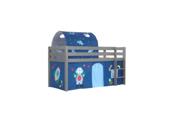 Halvhöjdssäng med gardin Pino Astro Grå, Grå, Utan rutschkana, Med tunnel, Inga fickor - Grå, Grå, Utan rutschkana, Med tunnel, Inga fickor - Möbler - Barnmöbler - Barnsäng & juniorsäng - Loftsäng barn
