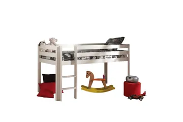 Halvhöjdssäng med gardin Pino Princess Vit, Vit, Utan rutschkana, Prinsessa, Inga fickor - Vit, Vit, Utan rutschkana, Prinsessa, Inga fickor - Möbler - Barnmöbler - Barnsäng & juniorsäng - Loftsäng barn