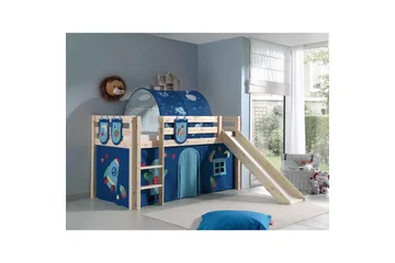 Halvhöjdssäng med gardin Pino Astro Naturlig, Naturlig, Med rutschkana, Med tunnel, 3 - Naturlig, Naturlig, Med rutschkana, Med tunnel, 3 - Möbler - Barnmöbler - Barnsäng & juniorsäng - Loftsäng barn