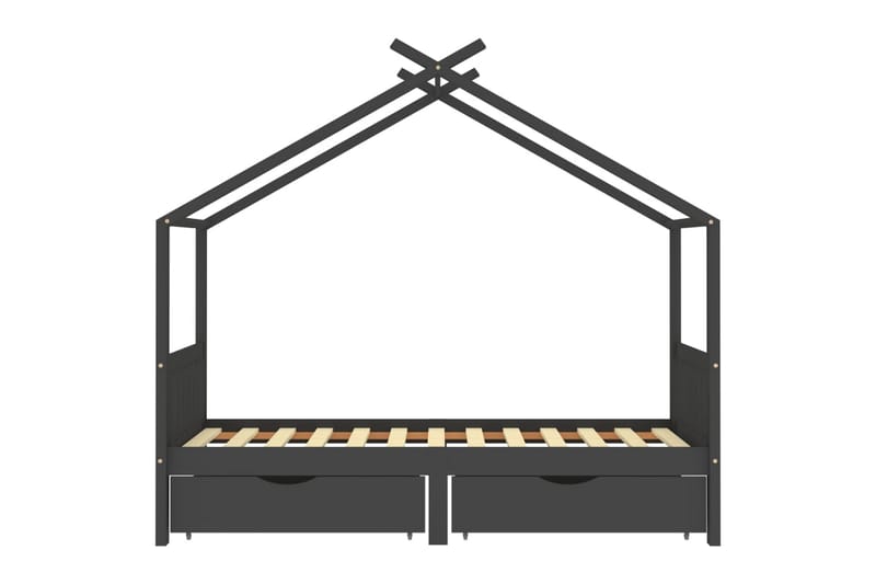 Hussäng med lådor mörkgrå massiv furu 90x200 cm - Grå - Hussäng