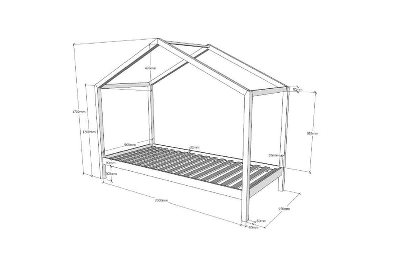 Hussäng med textilsats Dallas 90x200 cm Naturlig, Utan staket, Utan låda - Naturlig, Utan staket, Utan låda - Möbler - Barnmöbler - Barnsäng & juniorsäng - Hussäng
